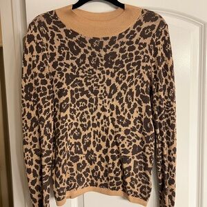 Express Leopard Pattern Sweater - Brown and Tan